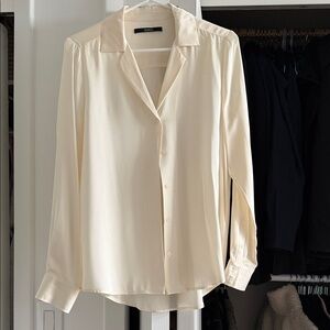 Quince washable silk top ivory NWOT